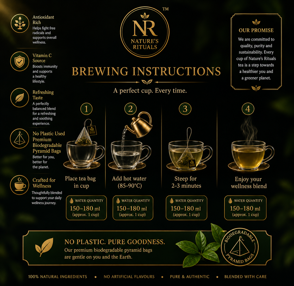 Nature's Rituals Super Green Tea | Premium Green Tea with Sea Buckthorn, Lemon, Mint & Lemongrass | 15 Pyramid Tea Bags