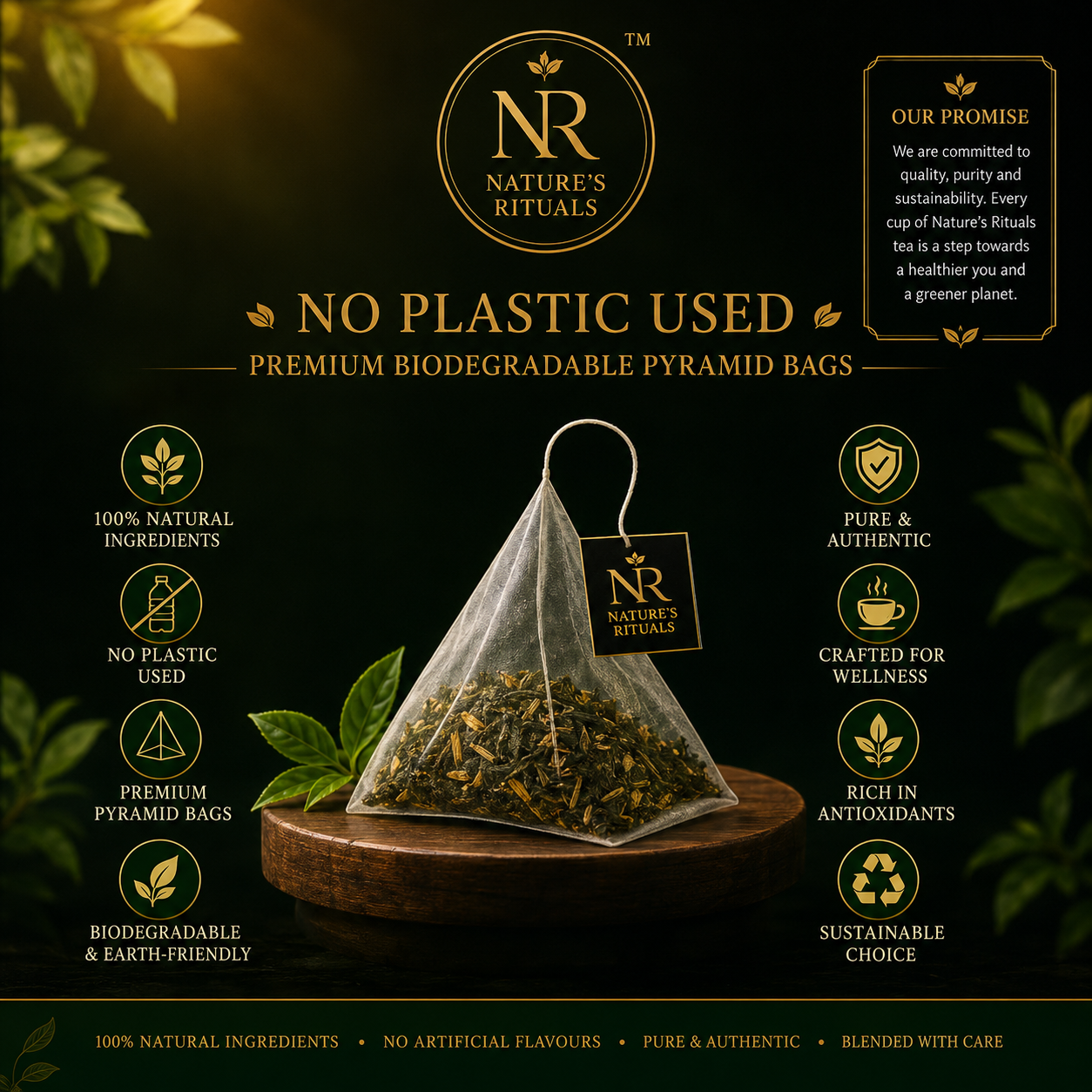 Nature's Rituals Super Green Tea | Premium Green Tea with Sea Buckthorn, Lemon, Mint & Lemongrass | 15 Pyramid Tea Bags